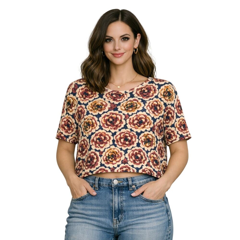 Knitted & Knotted Top Women’s M Wool Floral Boho Cottagecore Anthropologie EUC